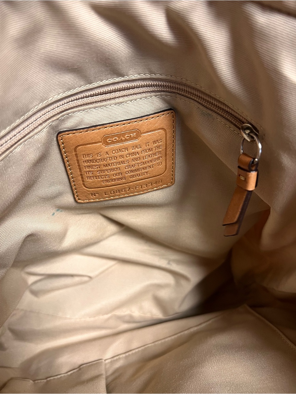Coach Pink, Cream & Tan Signature Canvas Tote - Picture 7 of 10